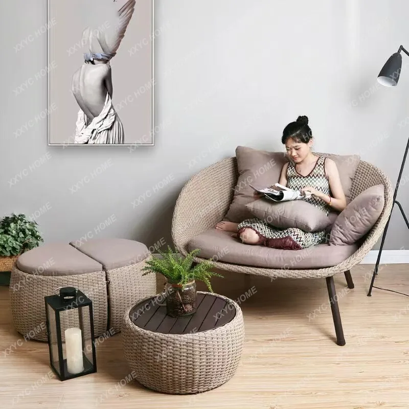 Outdoor balcony small table and chair rattan sofa coffee table combination