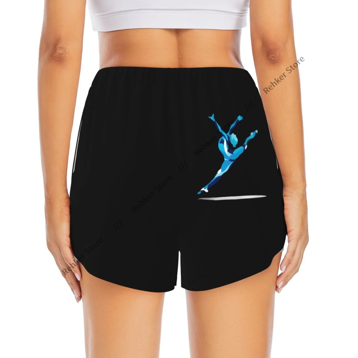 Pantaloncini da yoga per donna Pantaloncini da fitness Pantaloncini sportivi da allenamento per motociclisti Acrobazie ricci Silhouette Abbigliamento sportivo ad asciugatura rapida con tasca