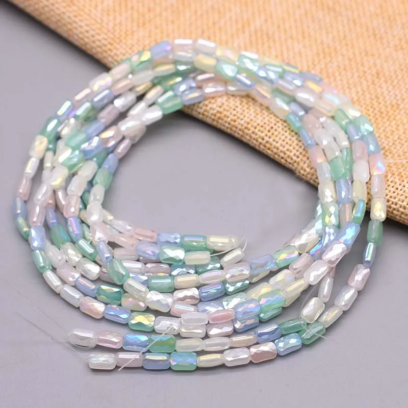 Mixed-color Faceted Square Shape Crystal Glass Beads Faceted Loose Spacer Beads for Jewelry Making DIY