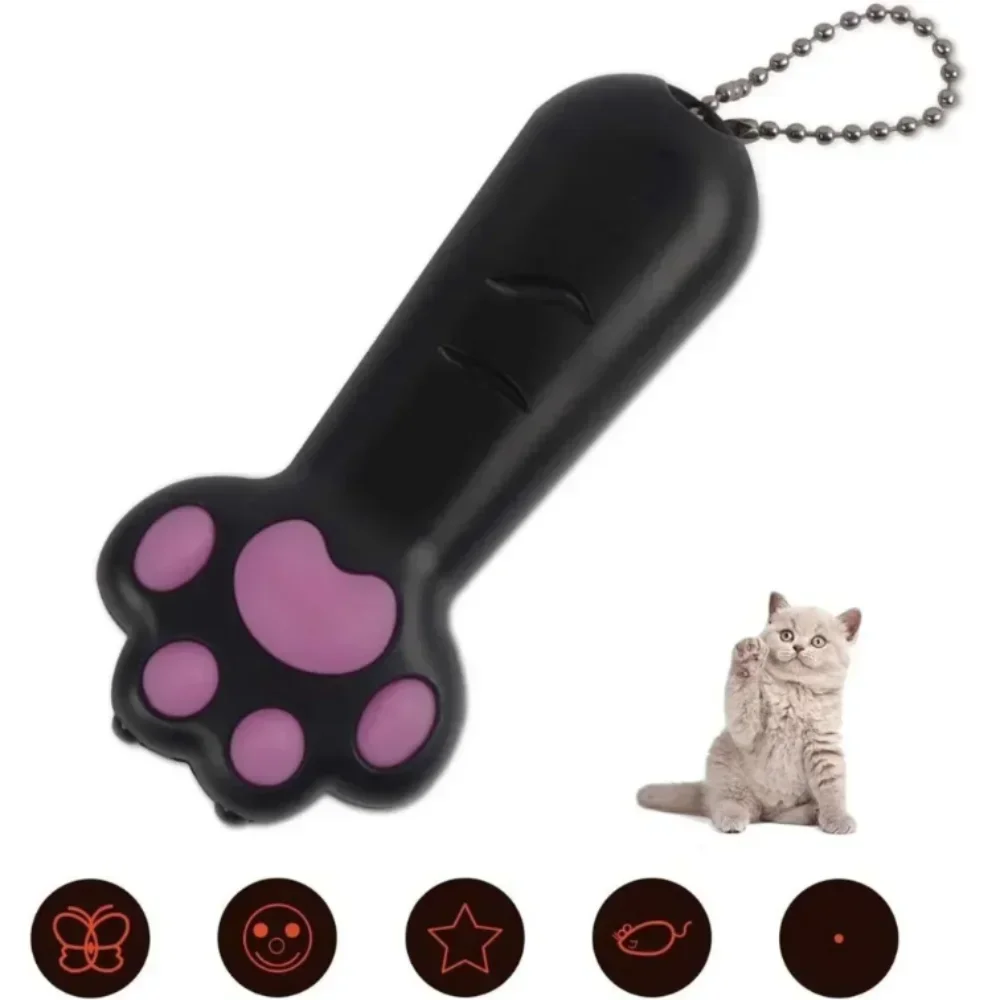 

5 Adjustable Patterns USB-Rechargeable Laser Toy LED Light Rechargeable Design Interactive Pet Toy Pointer Light Pen