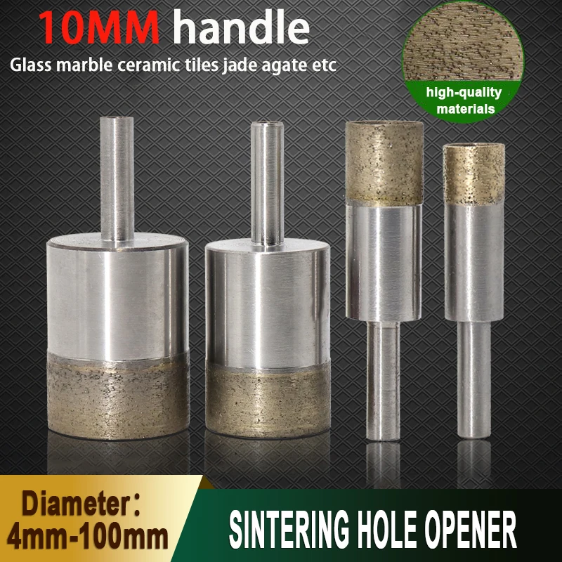1Pcs Diamond Powder Sintered Drill Bits Tool 10mm Shank 4mm -100mm Dia Marble Porcelain Fiberglass Tile Ceramic Jade Hole Opener