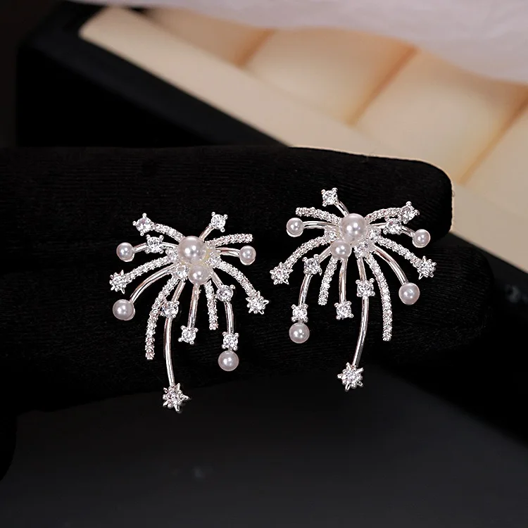 925 فضة خمر أقراط للنساء العصرية بسيطة الألعاب النارية شكل القرط مجوهرات منع الحساسية اكسسوارات الحفلات #4