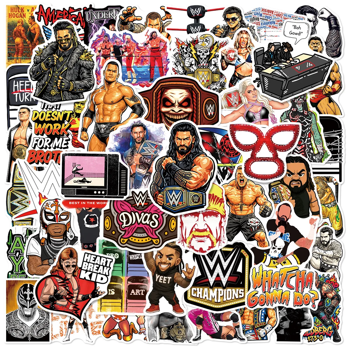 50-100PCS Cartoon Wrestling Graffiti Stickers Helmet Electri