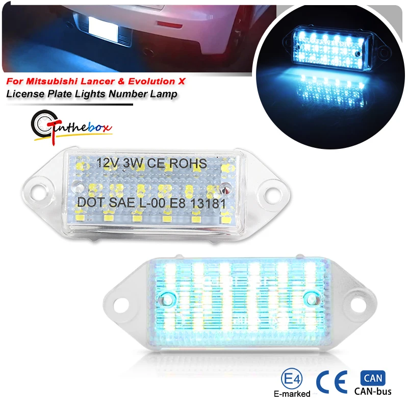 2pcs Rear Tail LED License Plate Lights Canbus For Mitsubishi Lancer 2003-2017 Lancer Evolution X 2007-2019 6000K Parking Lamp