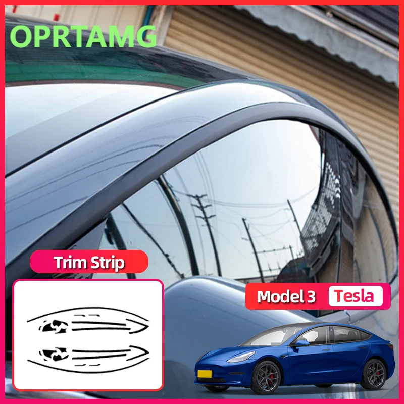 

Для Tesla Model 3 2020-2025 полные оконные полоски автомобиля, внешние декоративные наклейки, хромированные инструменты, меняющие цвет эмблемы