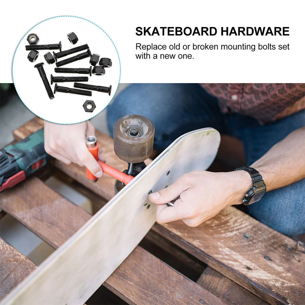 40 Sets Skateboard Bridge Studs Mounting Bolts Skateboards Hardware Screws Black Scooter Accessories Component