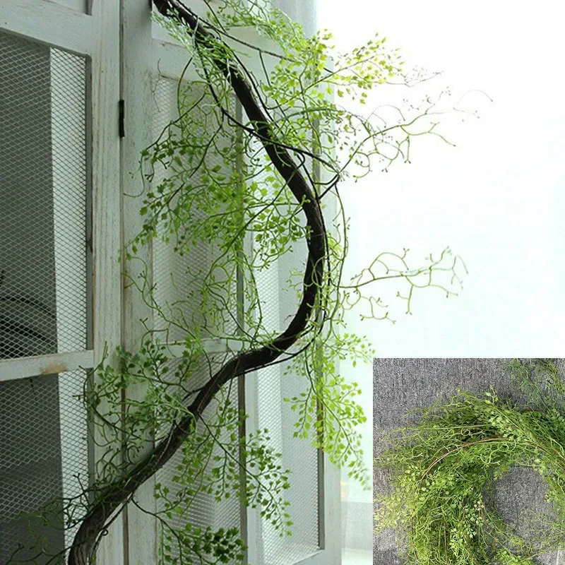 

2pcs Simulation Black Bone Mang Vines Plastic Plants Floral Study Decoration Wall Hanging Fern Leaf Vine Artificial Green Plant