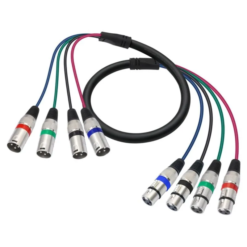 DT98 4 Channel XLR Male to Female Snake Cable, 3Pin Microphone Patch Cable for Live Studio