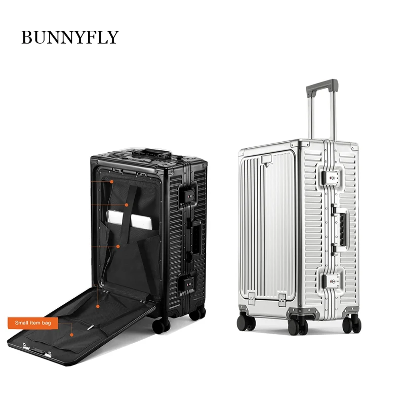 

BUNNYFLY 20-дюймовый передний отверстий из алюминиевого магниевого сплава, ручная кладь, чемодан, тележка на колесиках для путешествий