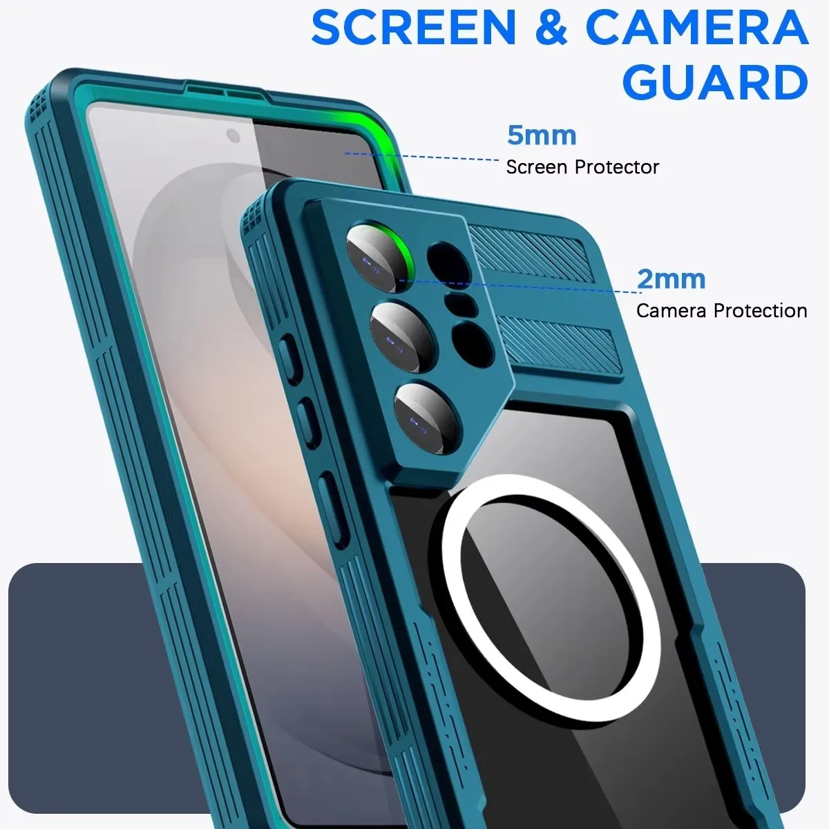 Etui na telefon Samsung S26 Ultra S26Plus S26 do sportów wodnych na zewnątrz, wodoodporne IP68, odporne na wstrząsy, z wbudowaną ochroną ekranu i magnetycznym zamknięciem. — zdjęcie produktu 5