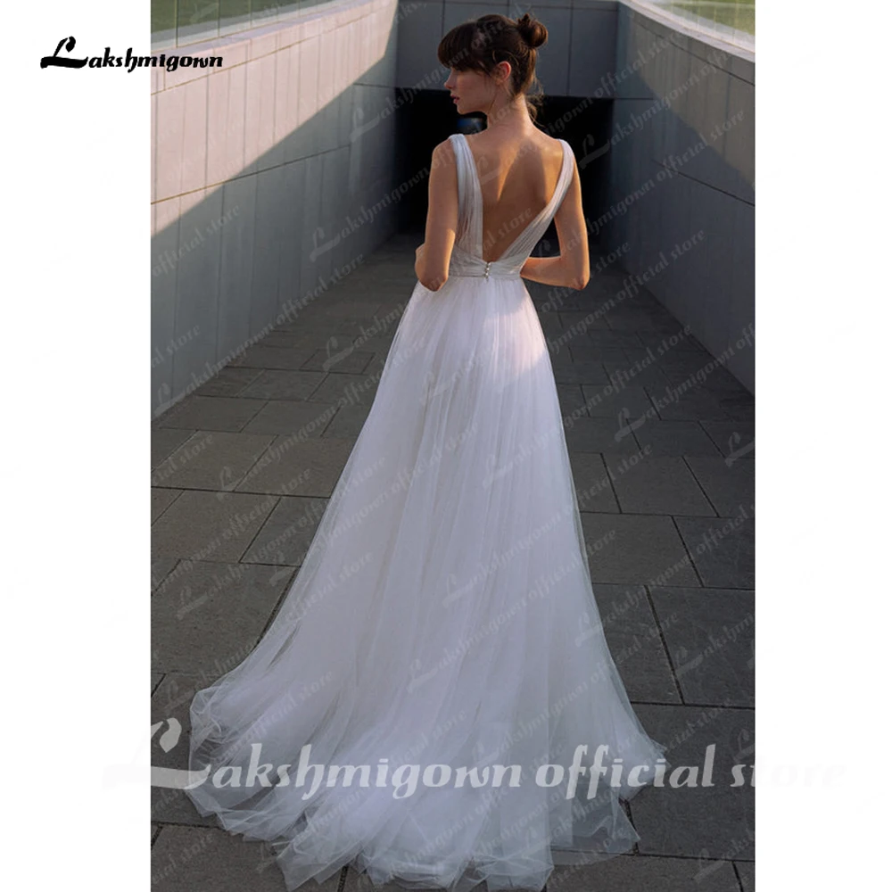 Lakshmigown Plumping V-Ausschnitt Plissee Boho Hochzeitskleid Sommer Feenkleid Zivile Brautkleider Maßgeschneidert Vestito Da Sposa – Detail 10