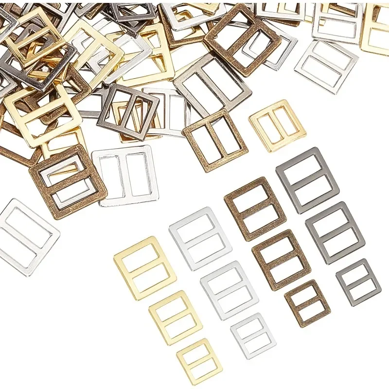 120pcs 4 Colors Sewing Mini Tri-Glide Buckles (8mm 10mm 12mm) Alloy Slide Buckles Metal Button DIY Patchwork Buckle Handmade