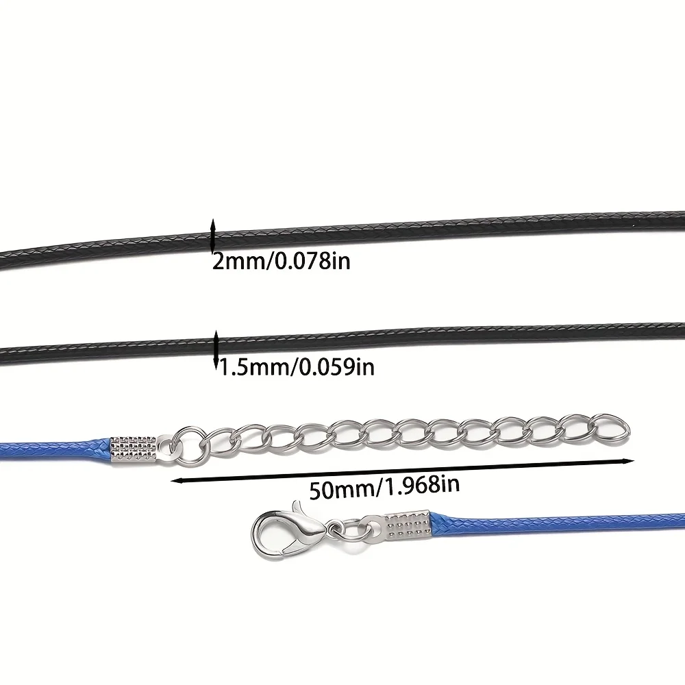 10Pcs/lot 1.5/2mm Lobster Clasp Leather Cord Necklace Adjustable Braided Rope for Necklace Jewelry Making DIY Accessories