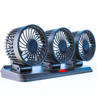 2 in 1 3 head car fan 360 degree rotating 3 speed cooling air conditioner USB portable car fan 5V/12V/24v