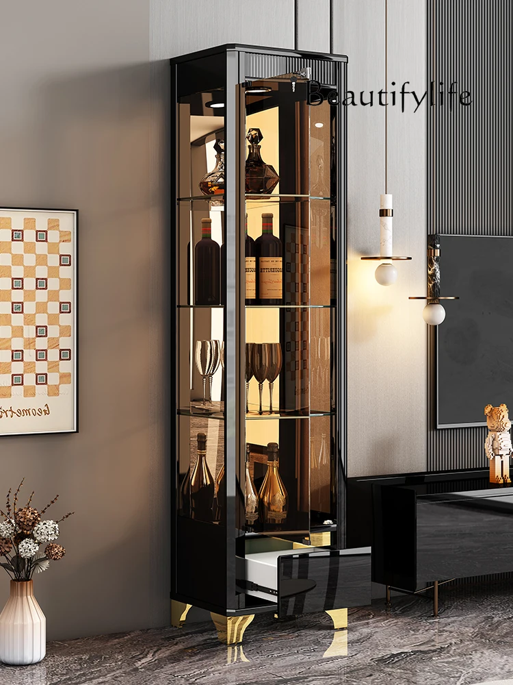 Living Room Light Luxury High-End Wine Cabinet Glass Door Display Side Cabinet Wall-Mounted  Storage Cabinet