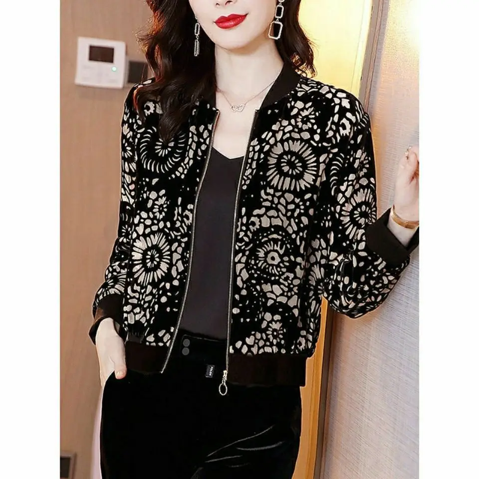 

Women Printing Jacket Summer Sunscreen Thin Coat Anti-sunburn Cardigan Baseball Uniform Female Zipper Fly Long Sleeve L01