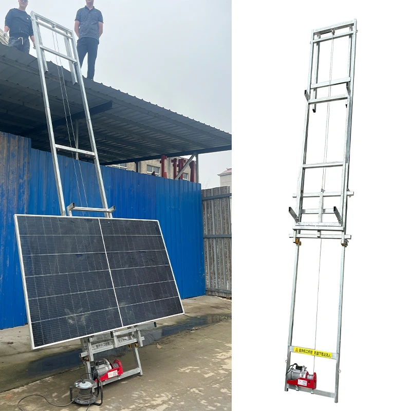 Custom Electric Wire Rope Sling Roof Solar Panel Lift Photovoltaic Installation Ladder 220v for Home Use