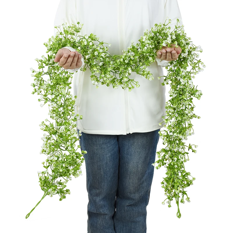 175cm sztuczny kwiat oddechu dla niemowląt, winorośl, sztuczny prawdziwy dotyk Gypsophila, girlanda na ślub ozdoby zewnętrzne do domu