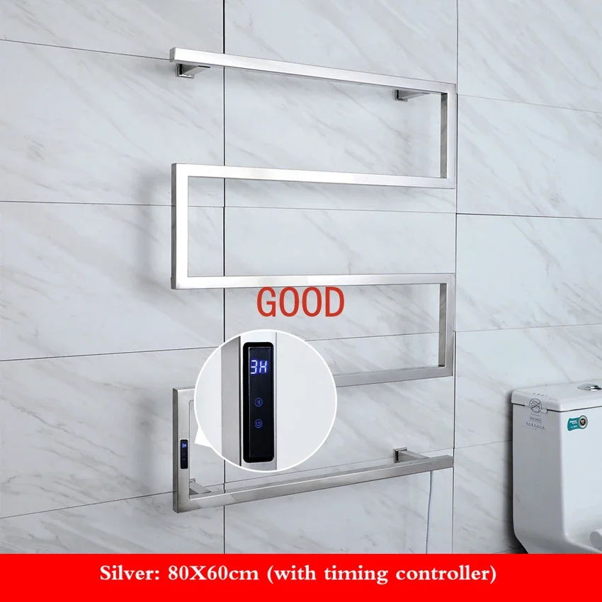 

Electric Towel Rack 304 SUS 80*60*12cm Constant Temperature Heated Towel Warmer Can be Timing/Temperature adjustment