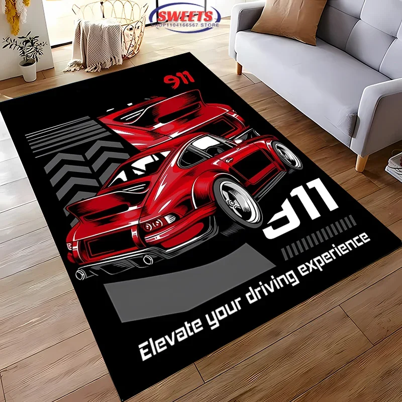 New Arrive Racing Car Theme HD Room Carpet for Living Room Bedroom Sofa Doormat Decor Rug, Kid's Game Non-slip Floor Durable Mat