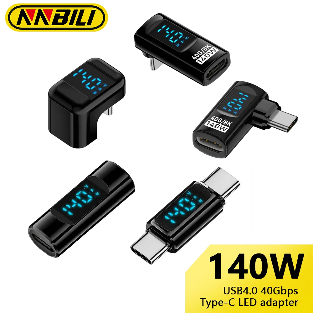 

NNBILI 90 Degree USB C Adapter Right Angle U Shape Type C 40Gbps Data Transfer PD 140W USB4.0 8K@60Hz Video for Thunderbolt 3/4