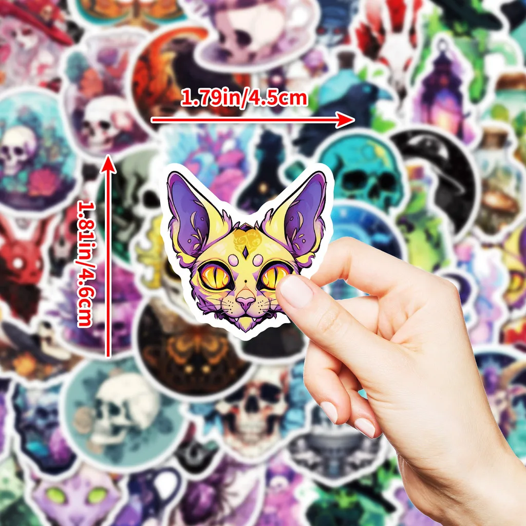 50PCS Magical Witch Gothic Skull Graffiti Stickers for Bicycle Hand Account Pencil Case Decals