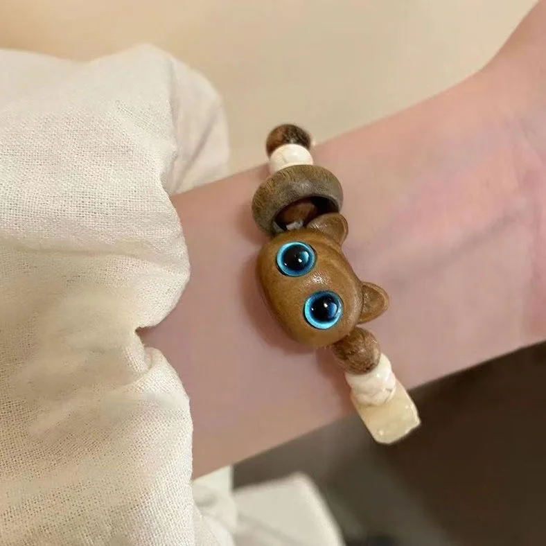 Косплей Ins нишевый дизайн, черный тканый браслет с мультяшным котенком для пар, чтобы подарить в подарок своей девушке ~