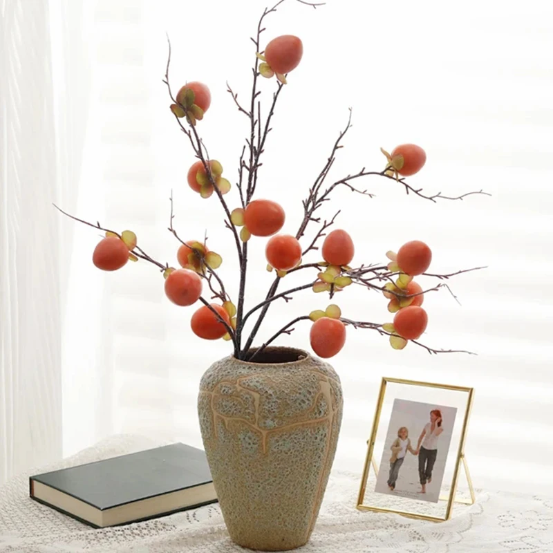 90cm Autumn Artificial Branches Persimmon Fruit For Photo Props Home Wedding Decoration Vase accessories Fake Foam Fruit Flower