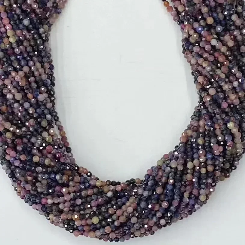 

Natural red ruby blue sapphire Facted Round 38cm Loose Beads for Jewerly Making Design Fashion Stone DIY Necklace Wholesale Gift