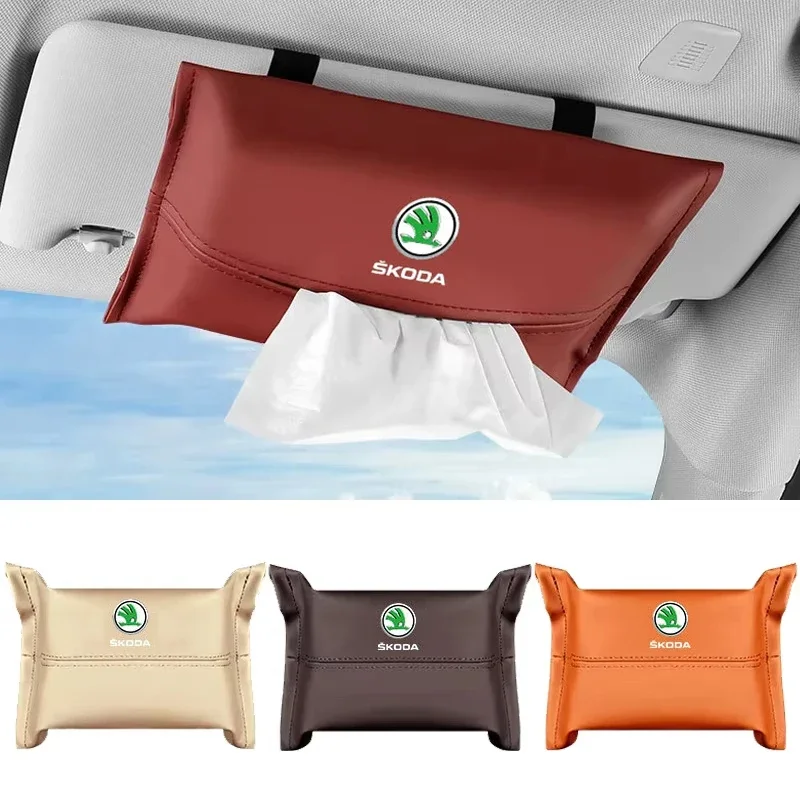 Car Interior Tissue Box Towel Sun Visor Tissue Box Storage for Skoda Kodiaq Yeti Octavia Superb Fabia Kamiq Karoq Rapid Scala