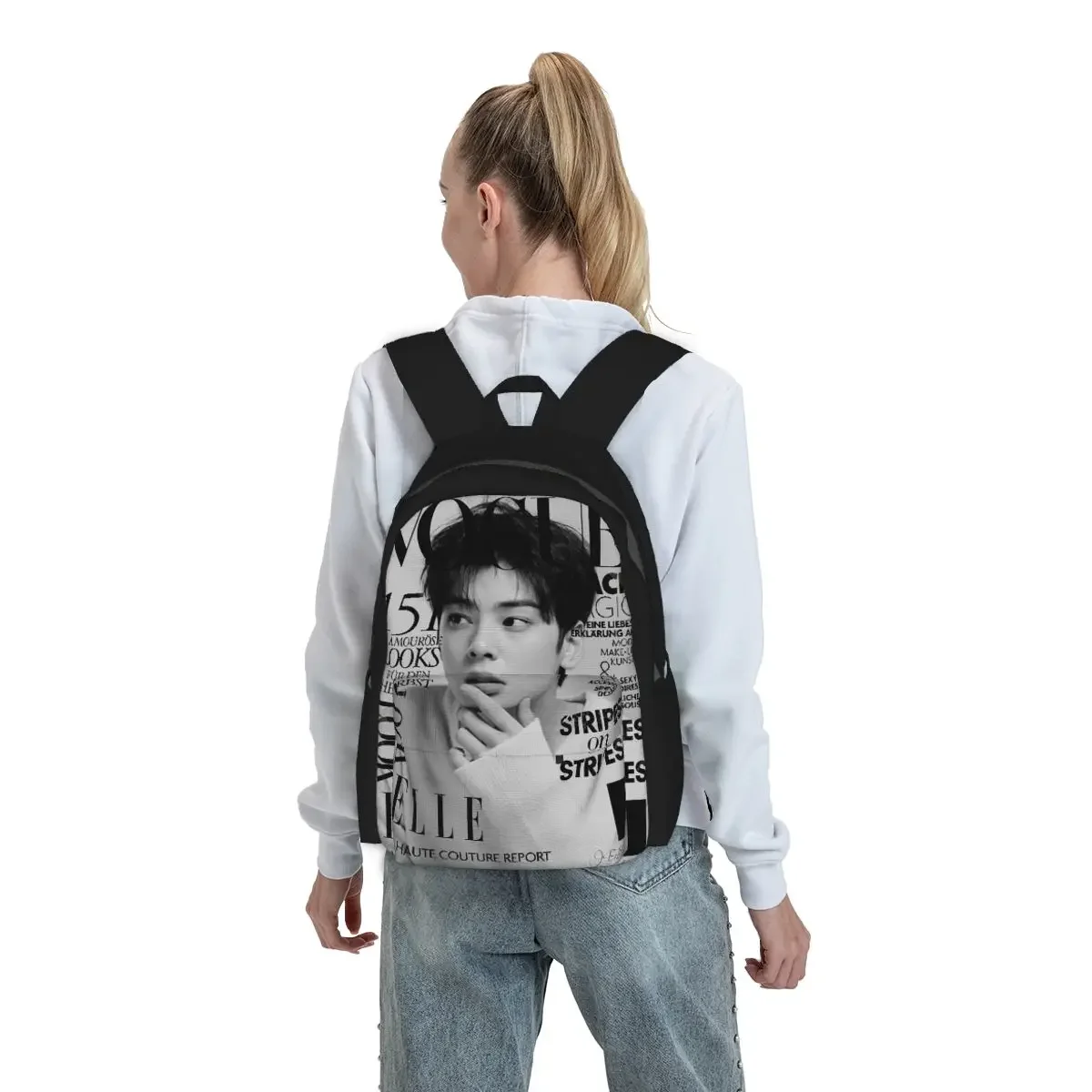 

Cha EunWoo Kpop Astro Backpack Student BookBag Kids School Bag Computer Shoulder Bags for Men Women