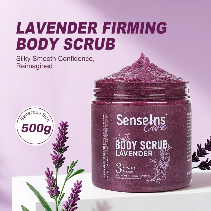 500g Lavendel-Körperpeeling, Sheabutter, Peeling, Tiefenreinigung, Entfernung abgestorbener Haut, Aufhellung, feuchtigkeitsspendend, glatte Haut, Körperpflege