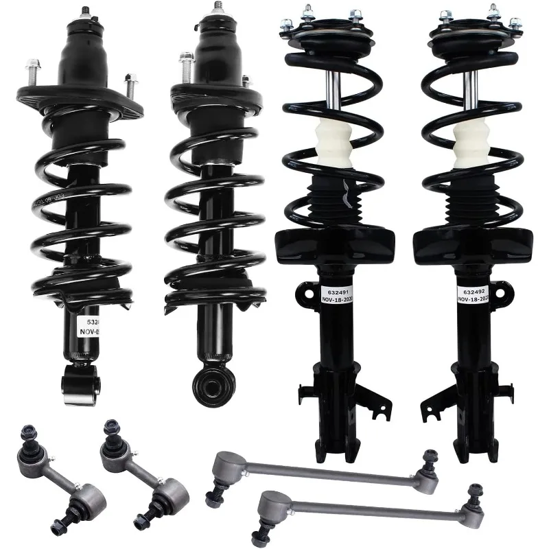

Detroit Axle - 8pc Struts Complete 4 Quick Install Ready Struts Shocks with Coil Spring Assembly 4 Sway Bar Links Front