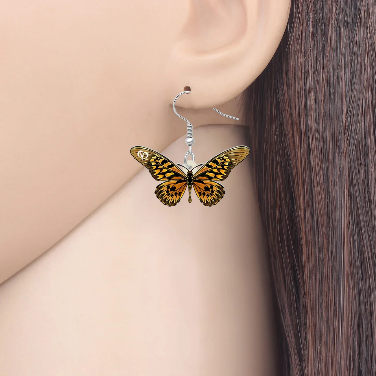 WEVENI Acrylic Orange African Giant Swallowtail Earrings Cute Butterfly Insect Jewelry Gifts For Women Girls Kids Accessory