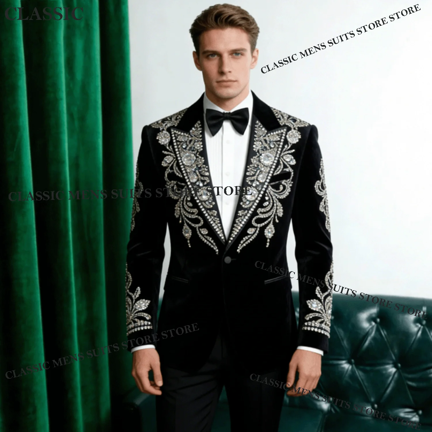 

Элегантные мужские костюмы с кристаллами, индивидуальный пошив, изысканные лацкани, свадебные смокинги для жениха, комплекты из 2 предметов, мужские пиджаки для выпускного вечера, trajes para hombre