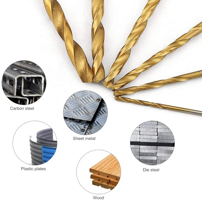 Conjunto de brocas de titânio, brocas HSS para metal, aço, madeira, plástico, cobre, liga de alumínio, 1mm a 3,5mm, 120 Pcs