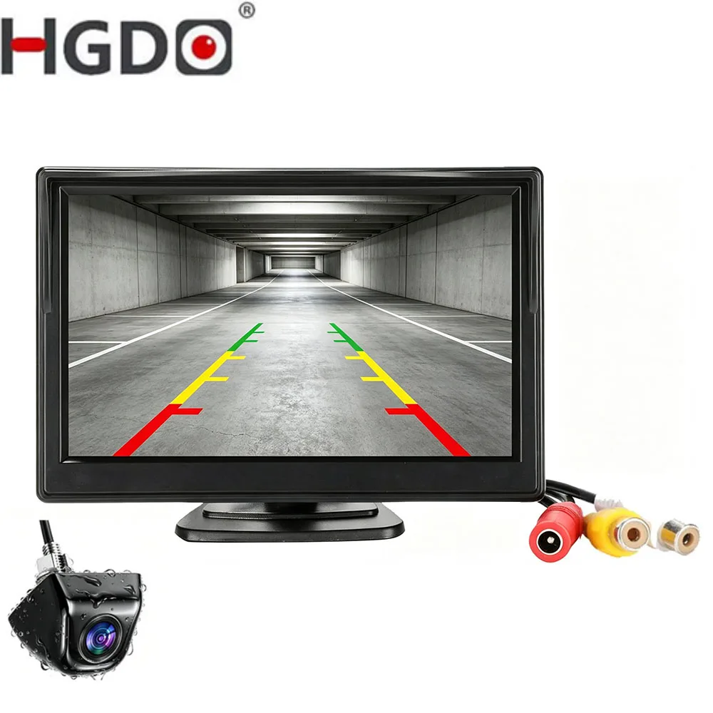 HGDO 5-дюймовый автомобильный монитор для заднего хода 1080P с ночным видением 170° °   Широкоугольная водонепроницаемая камера заднего вида для автомобильных мониторов