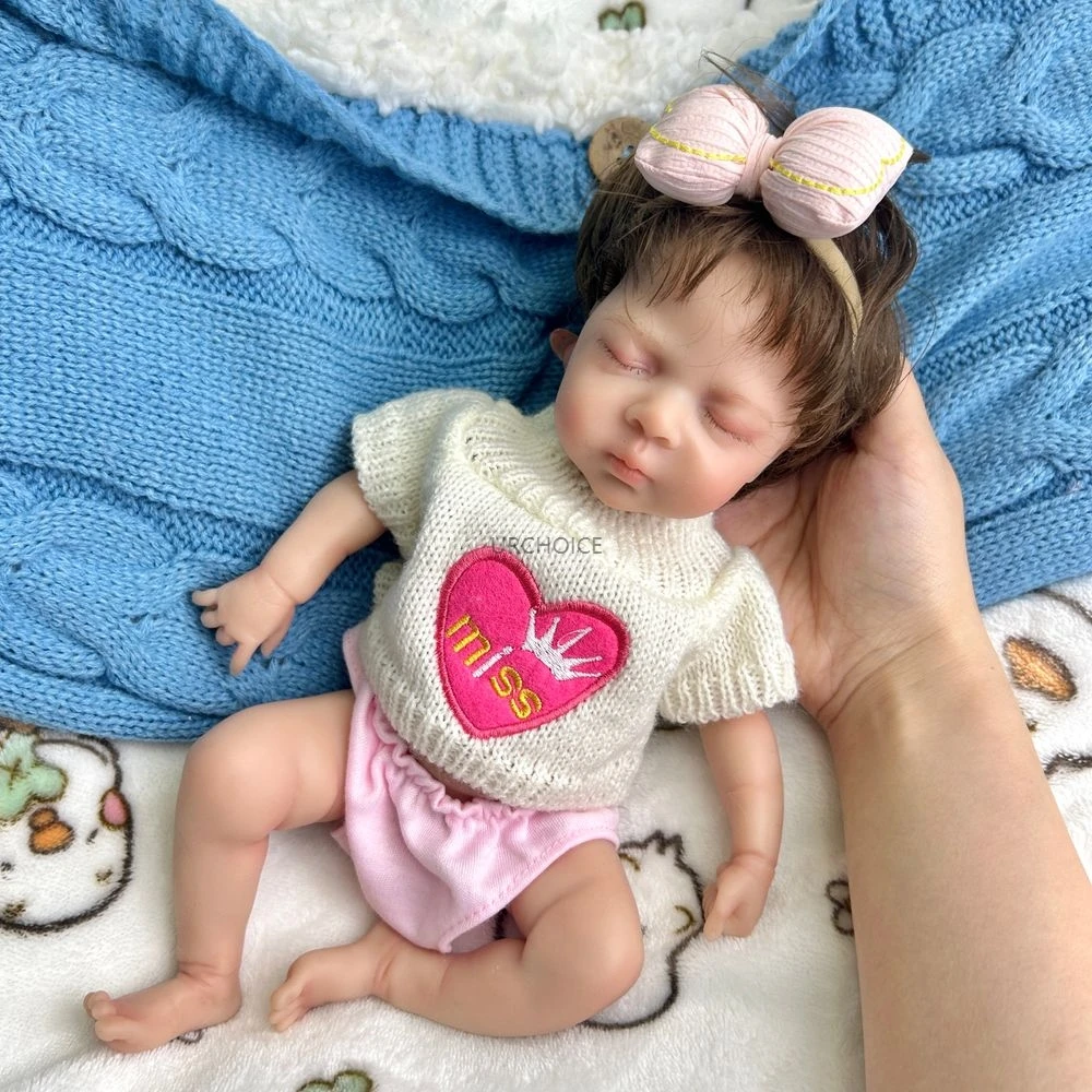 

12Inch Luna Full Solid Silicone Reborn Baby Girl Realistic Soft Touch Handmade Doll for Anti-Stress Kids Toy Christmas Gift