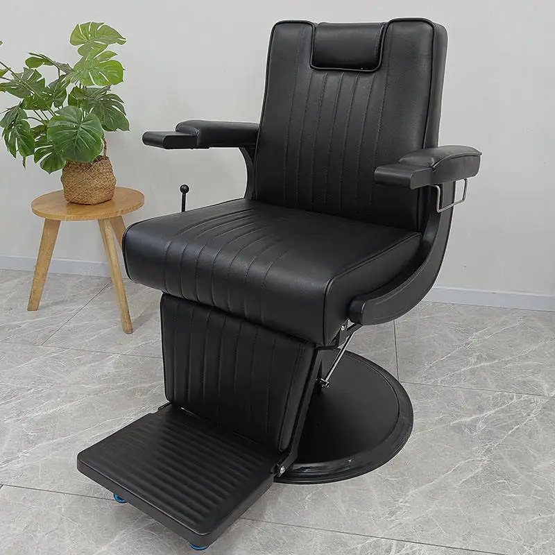 @#@#A Reclining Barber Shop Chair for Men Salon Furniture with Massage Feature Leather Material for Barbershop & Workshop