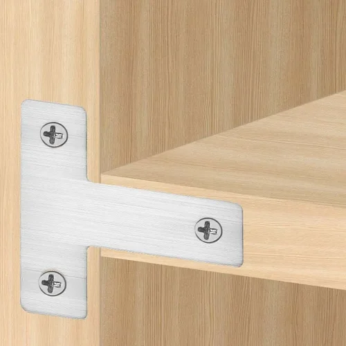 Imagen 2 del producto Muebles en forma de T/L de acero inoxidable engrosado, ángulo de código de esquina, soporte de ángulo de hierro, placa de madera, conector de placa de capa de empalme