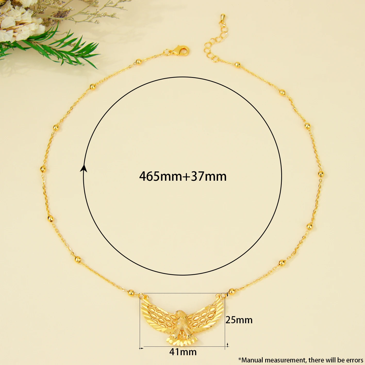 Arabische Mode Adler-Halskette 21k Vergoldet Dubai Vintage Tier-Anhänger Ketten Nahost Damen Event Party Schmuck – Detail 2