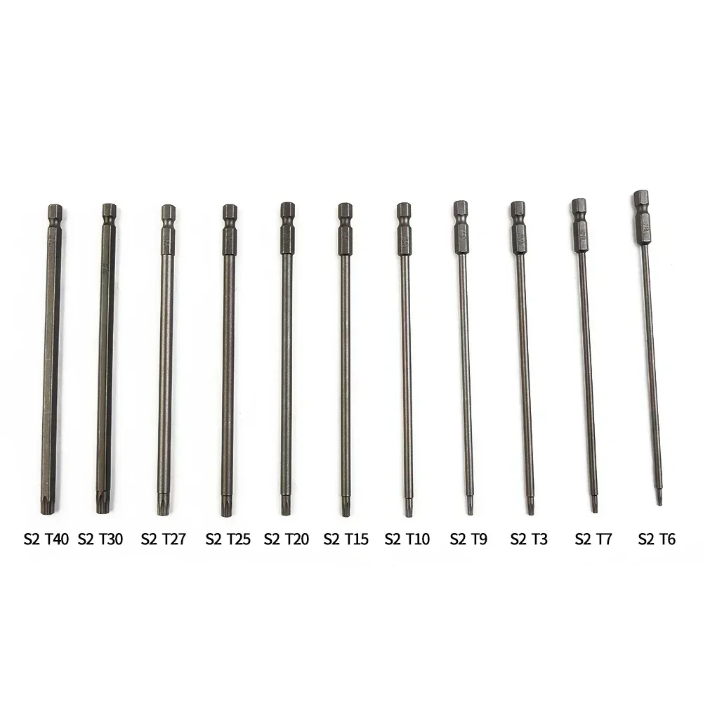 New Practical Screwdriver Bit Screwdriver Head Manual Pack Kit Long Set T6-T40 1/4 Inch 11 Piece 11pcs 150mm 6.35mm