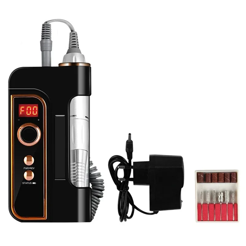 Cordless Mini elétrica unha polidor, pequeno teste escrito, sem escova unha removedor, 100V-240V, Novo