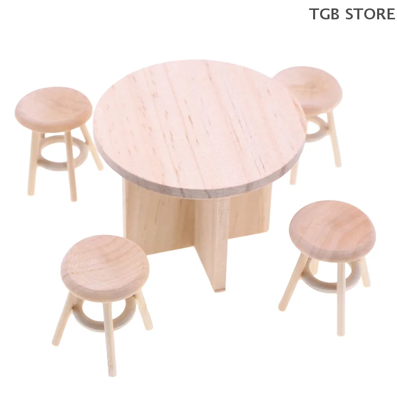 1/12 Dollhouse Ministure Table Chair Stool Model Mini Furniture Decoration Toys Micro Scene Construction Props