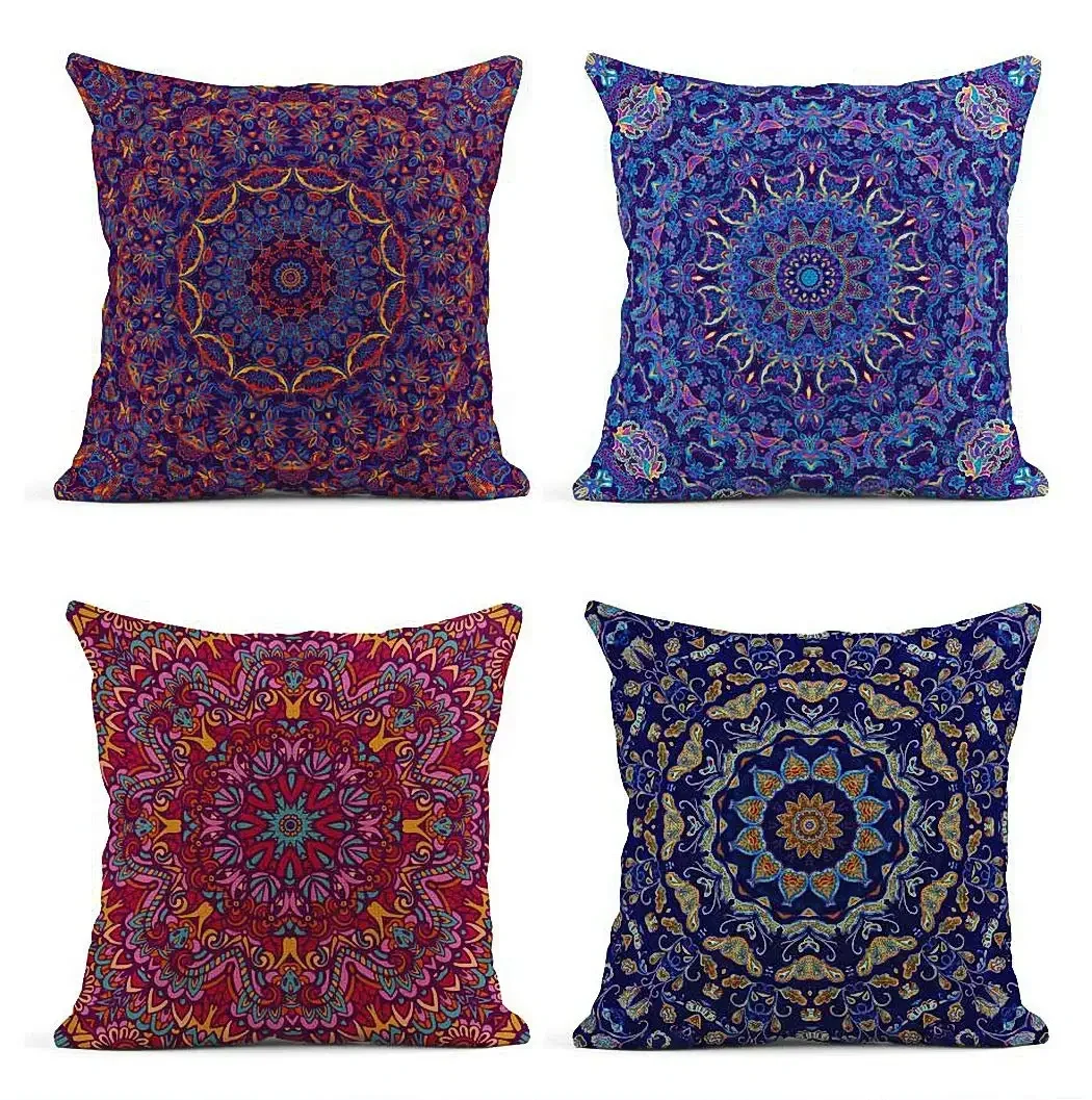 Home Decor Colorful Mandala Pattern Pillow Covers Cushion Cover Suitable For Sofa Bedroom Car Pillow Cover