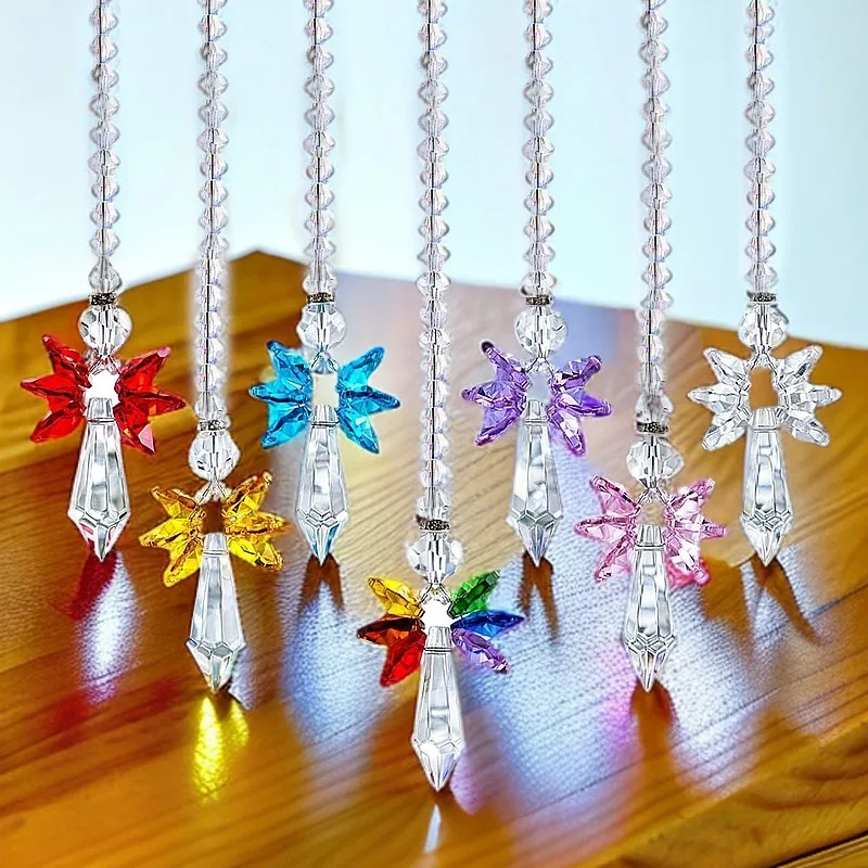 1pcs Crystal Angel Suncatcher Rainbow Maker Hanging Guardian Angel Ornament for Home Window Decor