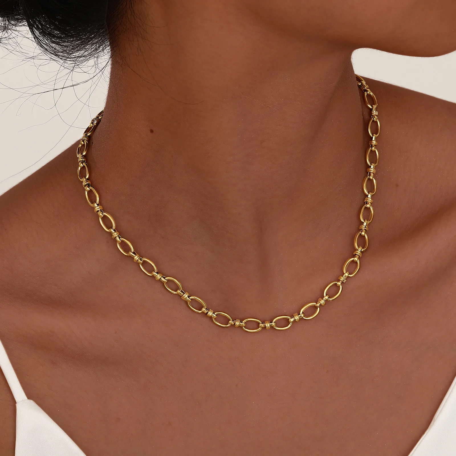 Edelstahl Schmuck Kette Halskette für Frauen Retro Street Trend Hochzeit Geburtstag Party Mutter Freundin Valentinstag Geschenk