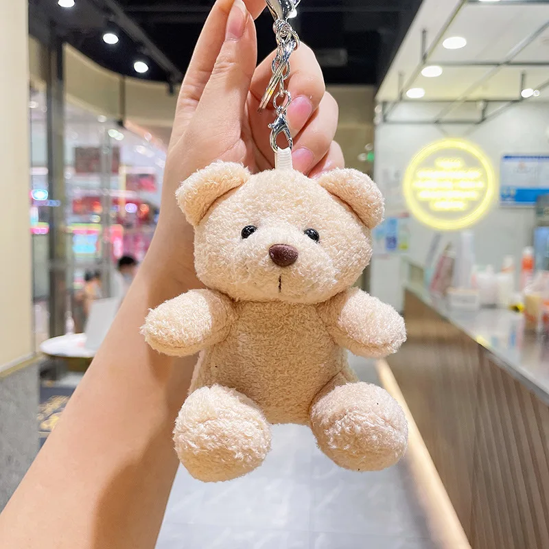 11cm Cute Bear Plush Keychain School Bag Doll Plush Pendant Key Accessories New Year Birthday Gifts for Girlfriend