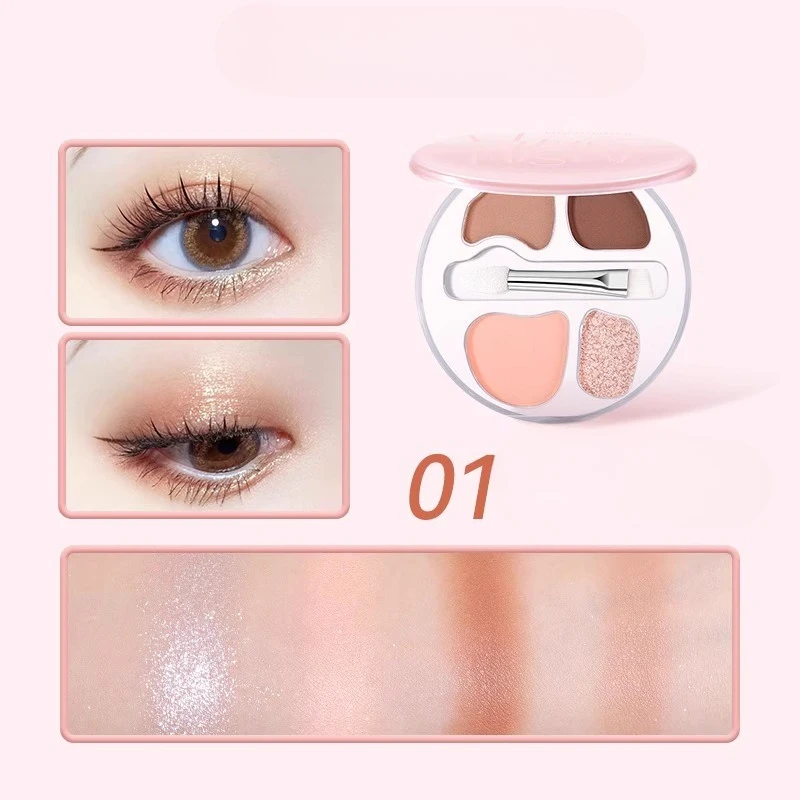 밀키 애프리콧 아이섀도우 실크웜 팔레트 4가지 색상 매트 컨투어링 & 브라이트닝 아이섀도우 팔레트 아이 메이크업 도매