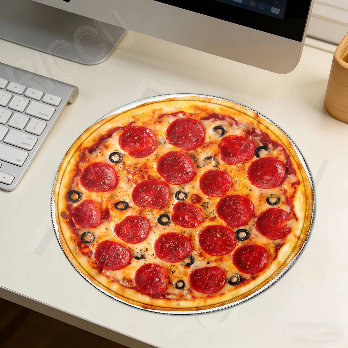 Creative Pizza Pattern Mouse Pad Round Computer Gamer Table Mats Office Rubber Anti-slip Gaming Keyboard Mousepad Soft Desk Mat